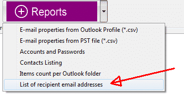 Экспорт Outlook, адреса электронной почты получателей