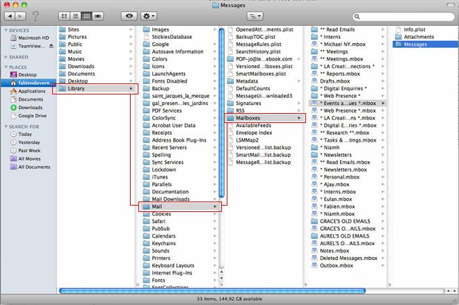 Mac Mail locatie van berichtenarchief