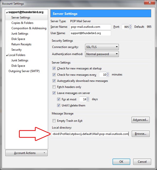 Thunderbird profile location