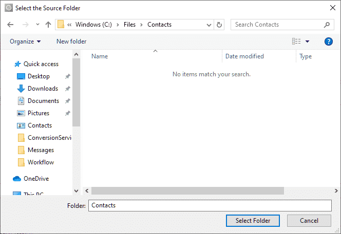 Select source folder containing VCF files