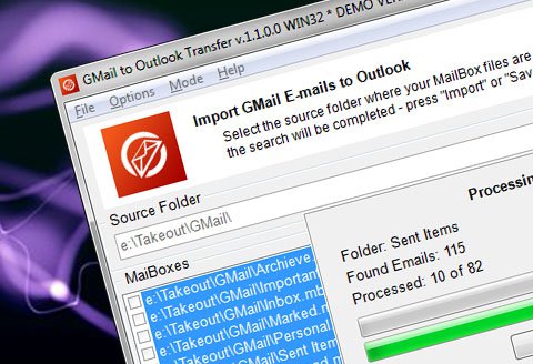 Gmail към Outlook трансфер