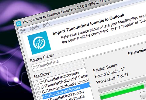 Thunderbird към Outlook трансфер