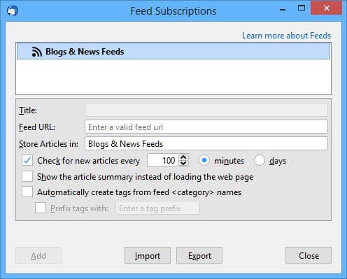 Iscriviti al feed in Mozilla Thunderbird