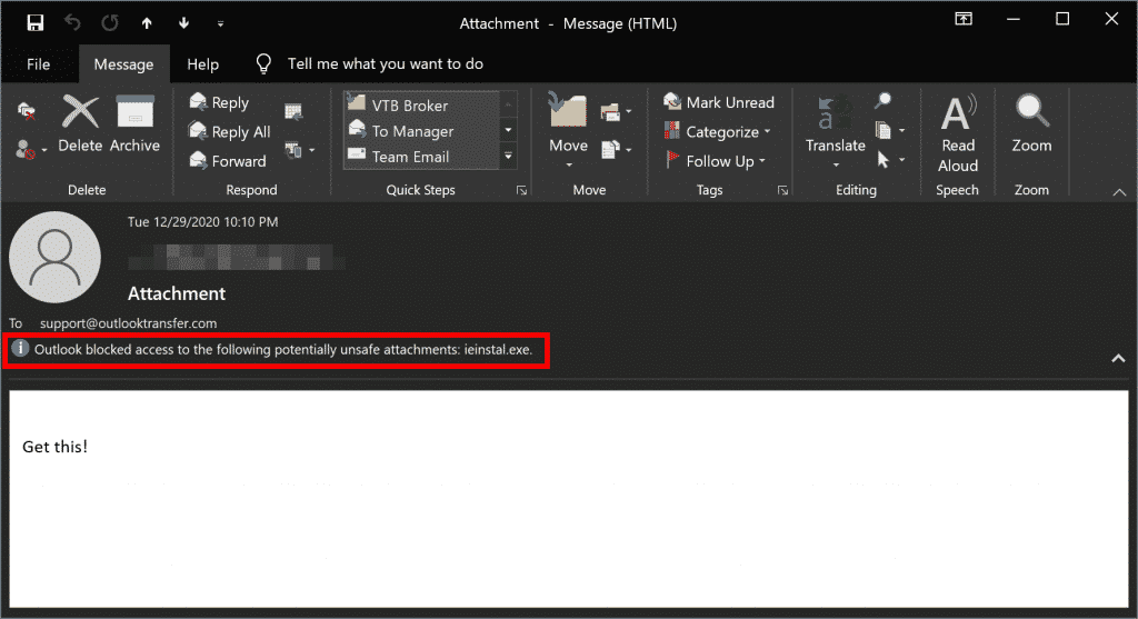 Blocked Outlook attachment