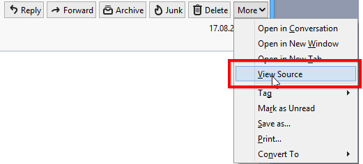 View Source of Message