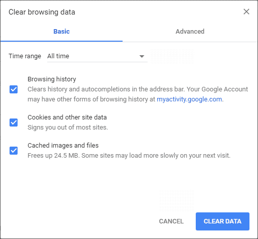 Clear Chrome Cache
