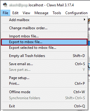Exportera Clawsmail Mbox