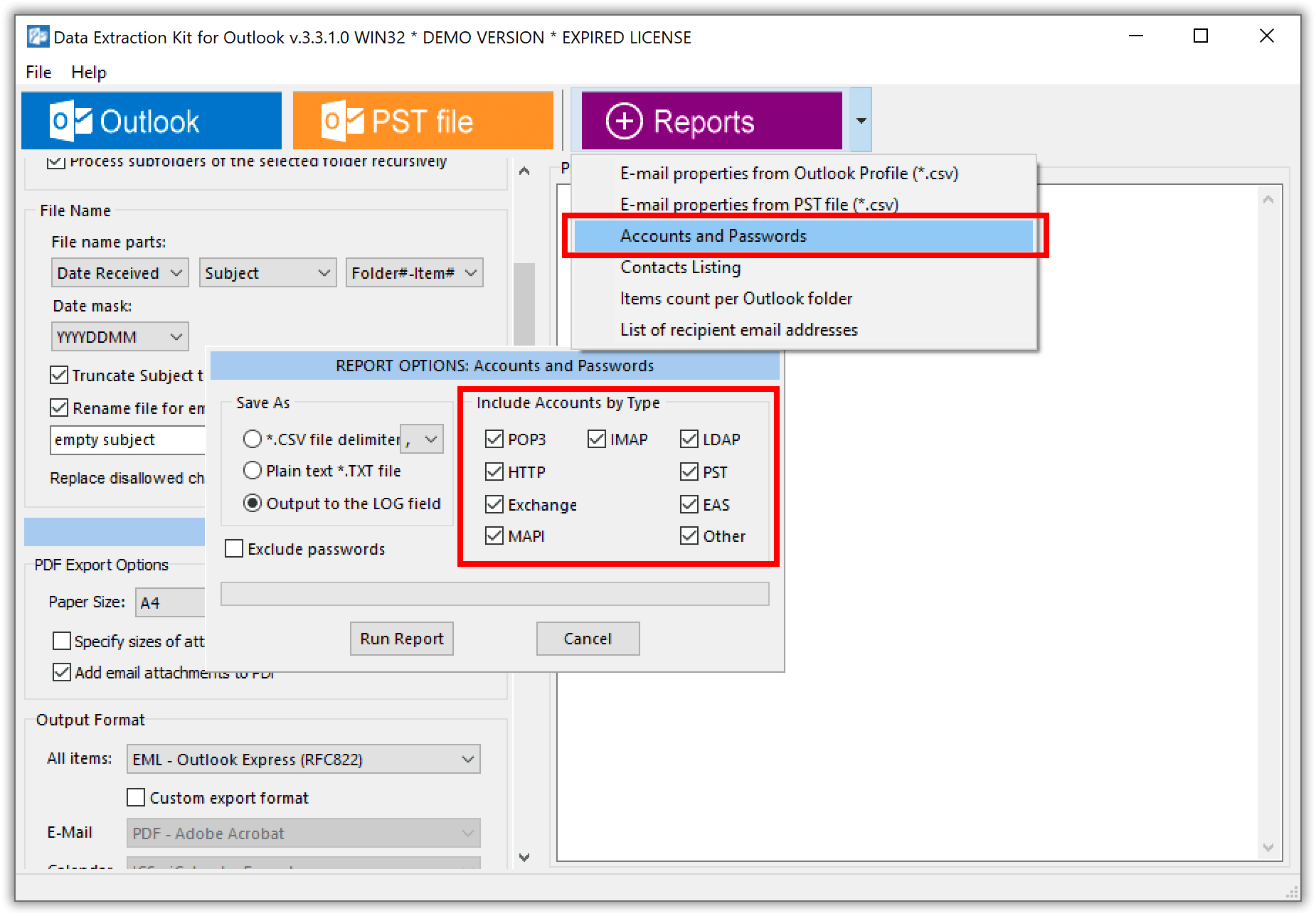 استعادة كلمات المرور لحسابات البريد الإلكتروني في Outlook