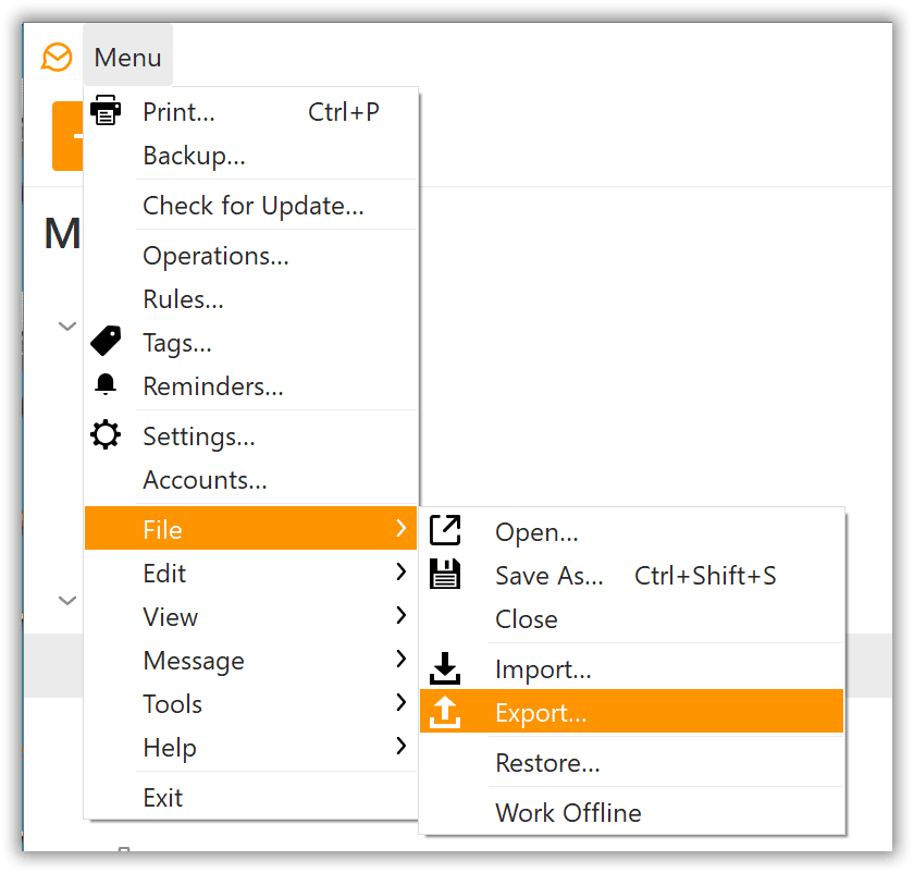 Menu del client eM