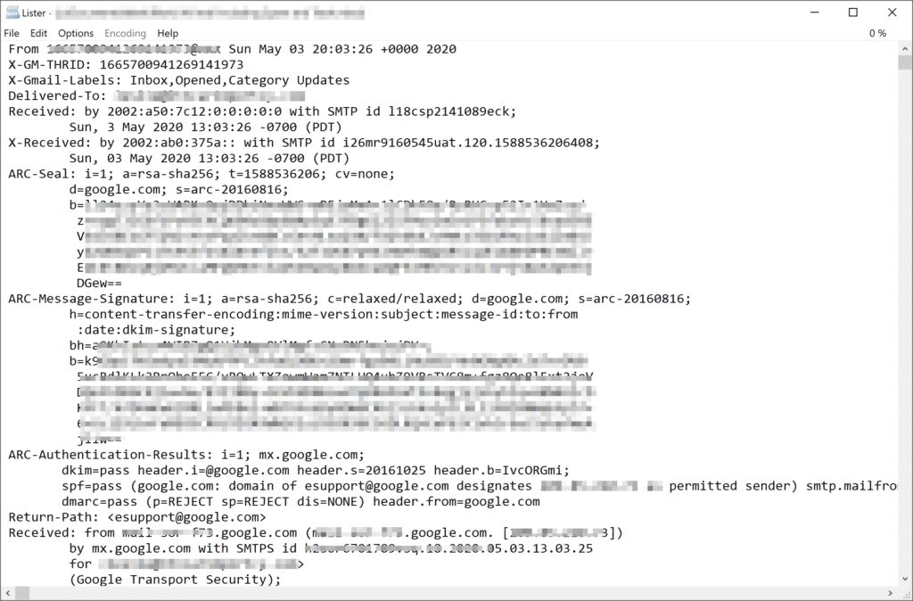 Content of the EML file