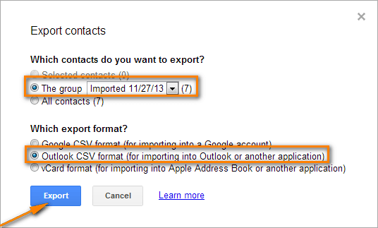 Gmail-contacten exporteren naar Outlook CSV-indeling