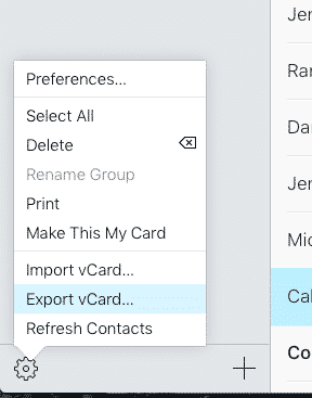  Apple vcard export