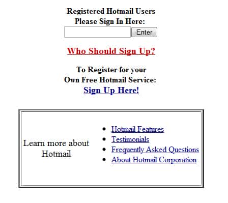 hotmail 1996