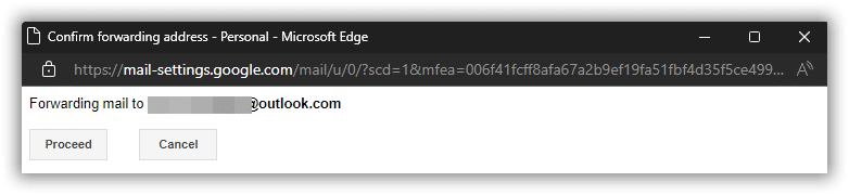 Gmail proceed email forwarding