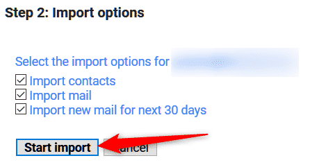 Import options Gmail