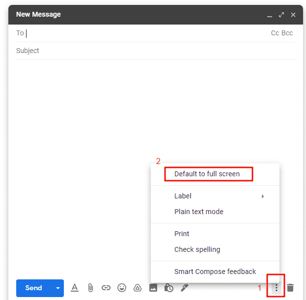 Gmail tam ekran varsayılanı