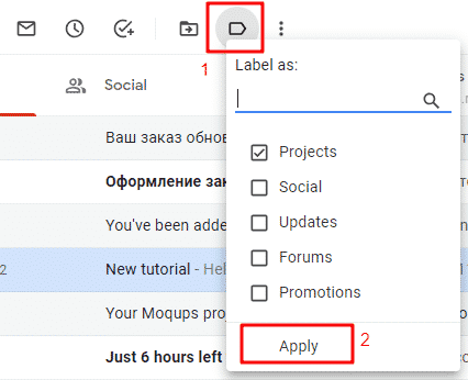 Assigning Gmail label to a message