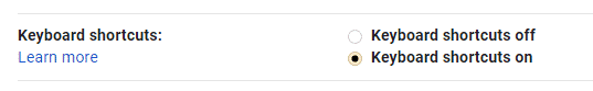 Enabling keyboard shortcuts in Gmail