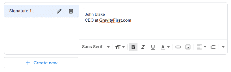 Gmail e-posta imzası