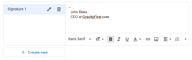 Firma e-mail Gmail