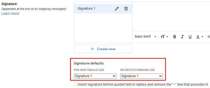 Using different signatures