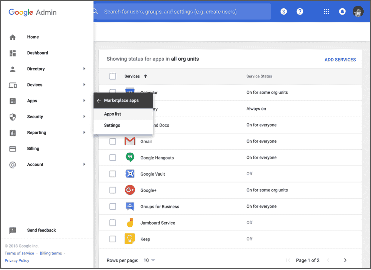 Espace de travail Google