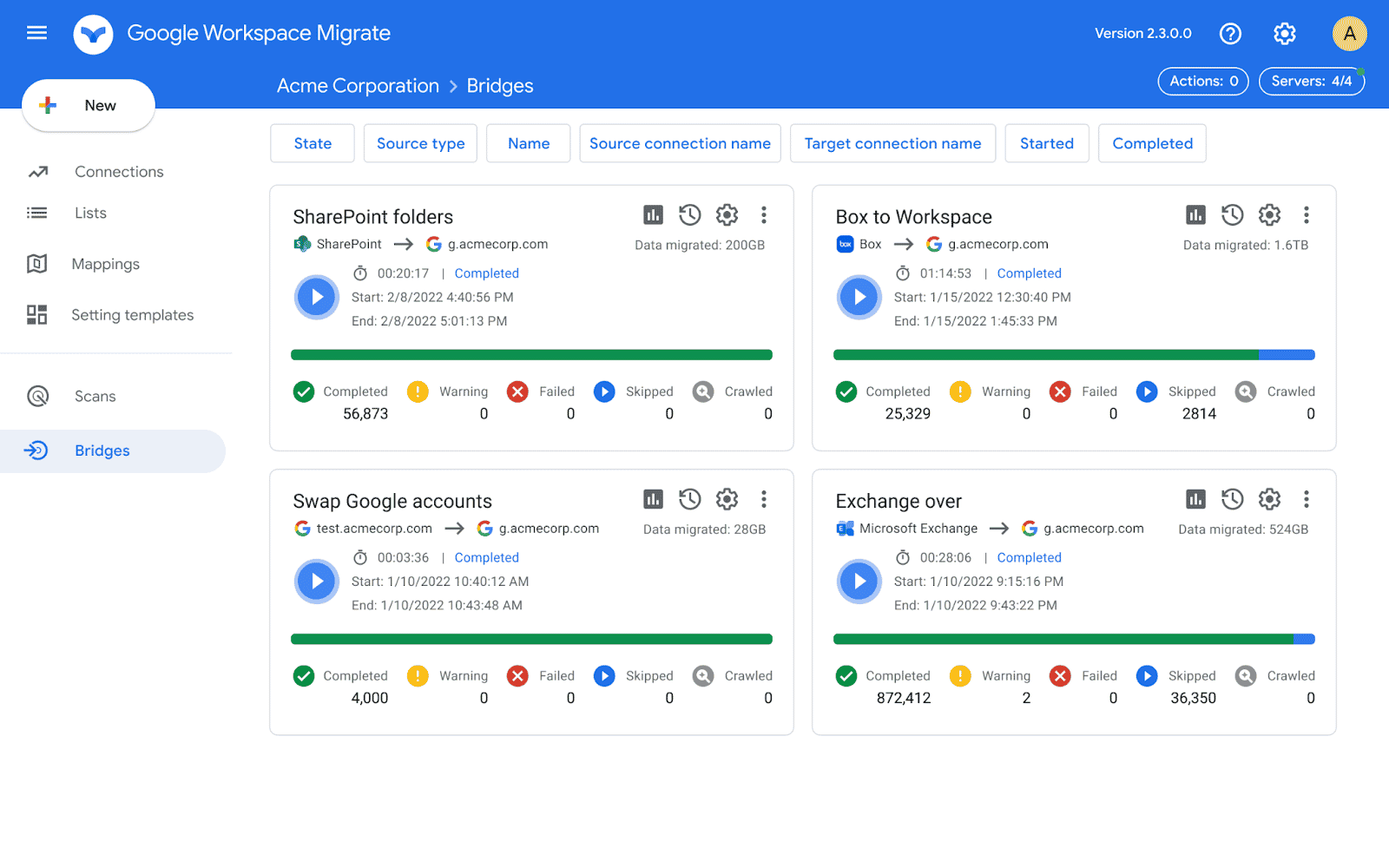 GUI del espacio de trabajo de Google