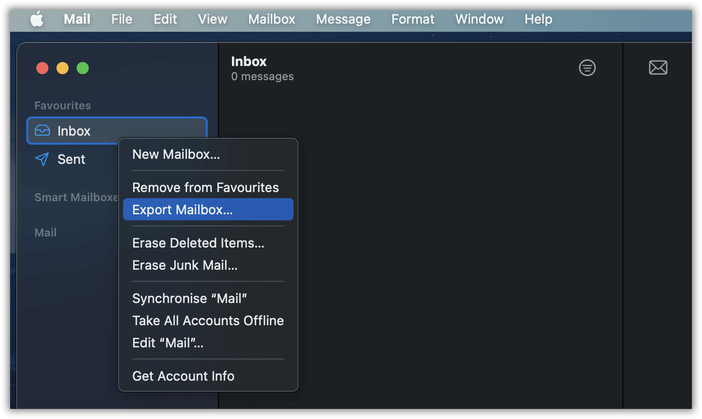 Mac Mail - Postfach exportieren