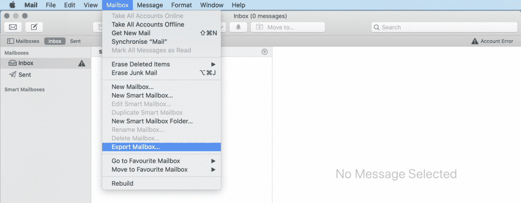 Mac Mail -sähköpostilaatikko