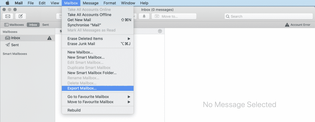 Mac Mail-Exportpostfach