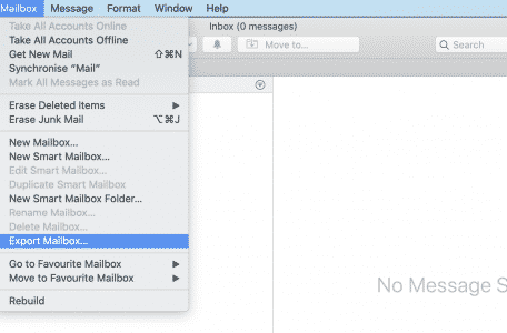 Mac Mailエクスポートメールボックス