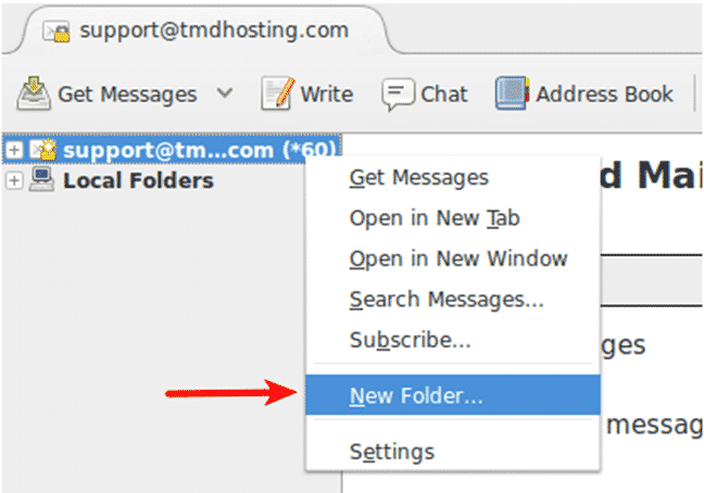 Setup mail folder in Thunderbird