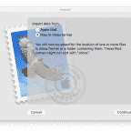 Mac Mail väljer postlådesformat som ska importeras