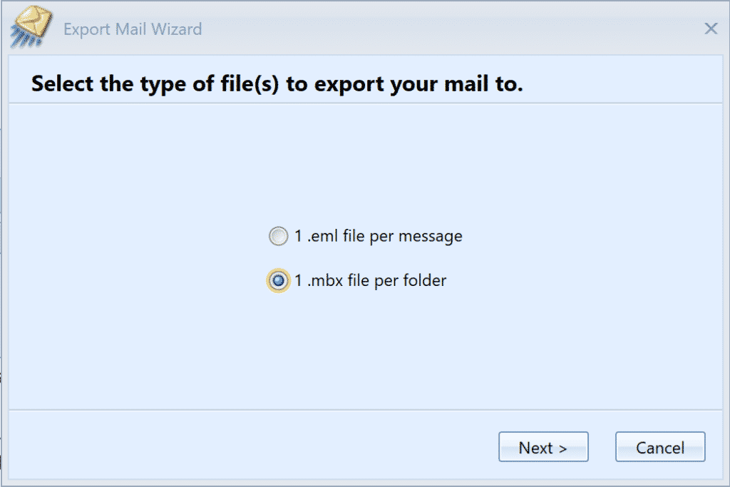 MailCOPA export to mbox file