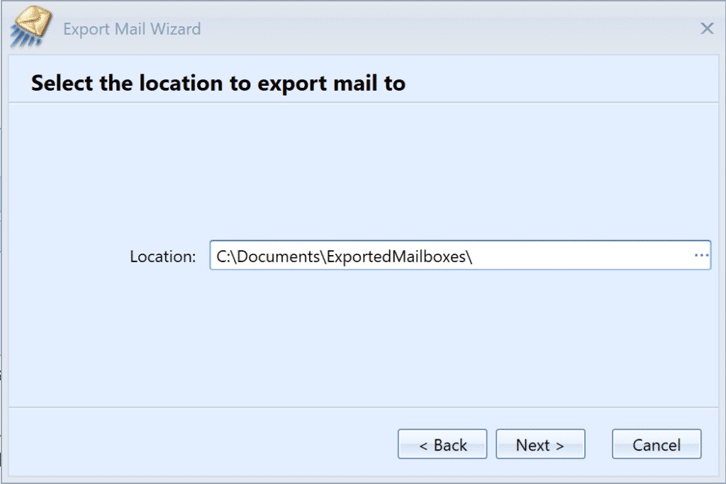 MailCOPA select location to save mailboxes