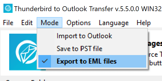 Esporta Thunderbird in file EML