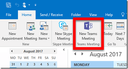 Erstellen neuer Teambesprechungen in Outlook