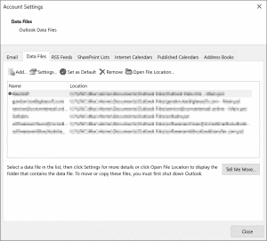 Outlook data files