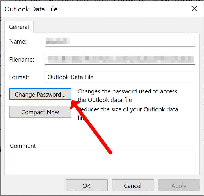 Schaltfläche PST-Passwort ändern