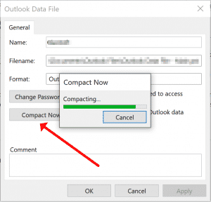 Compacting Outlook data file