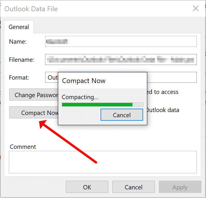 Compacting Outlook data file