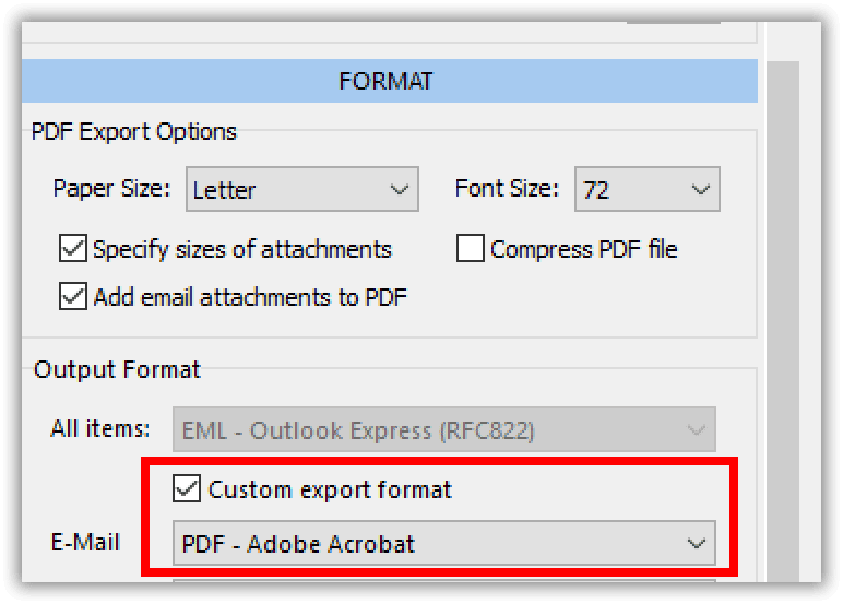 Esporta la posta di Outlook in PDF