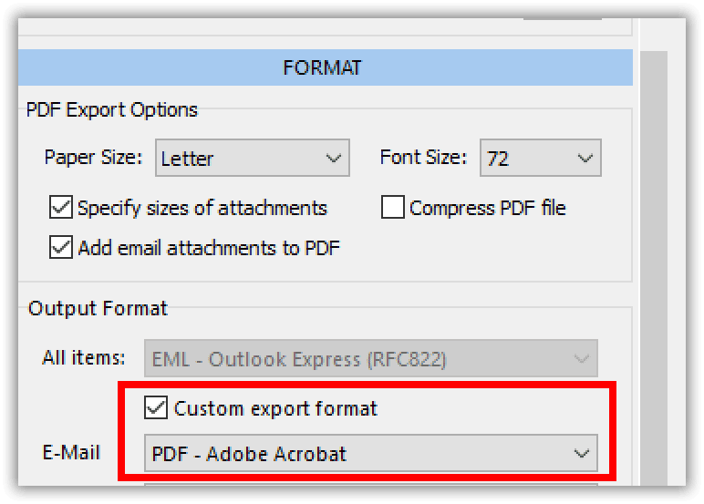 Eksporter Outlook-e-post til PDF