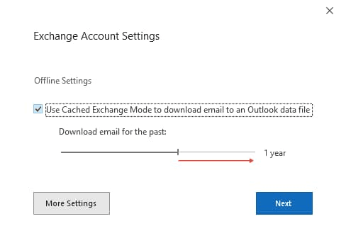 إعدادات حساب Outlook لـ Exchange