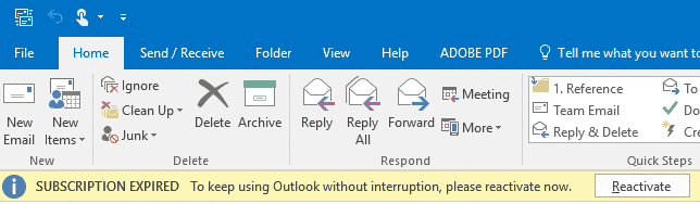 Outlook License Expired