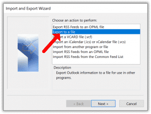 Outlook export to a file