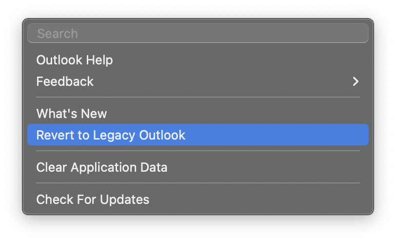 Outlook for Mac revert to legacy
