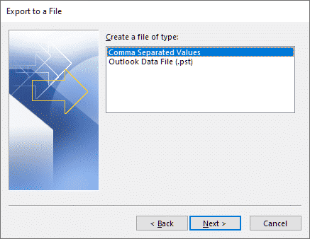 تصدير جهات اتصال Outlook إلى ملف CSV