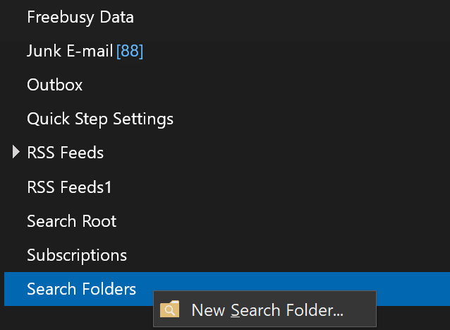 Outlook New Search Folder