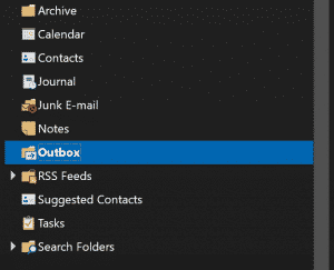 Outbox folder in Outlook